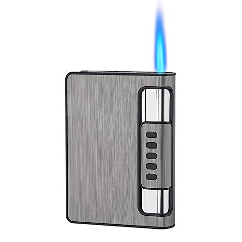 YAOUFBZ Caja de Cigarrillos automática de aleación 12 Paquetes Encendedor a Prueba de Viento Encendedor de Cigarrillos automático Inflable Encendedor de Cigarrillos