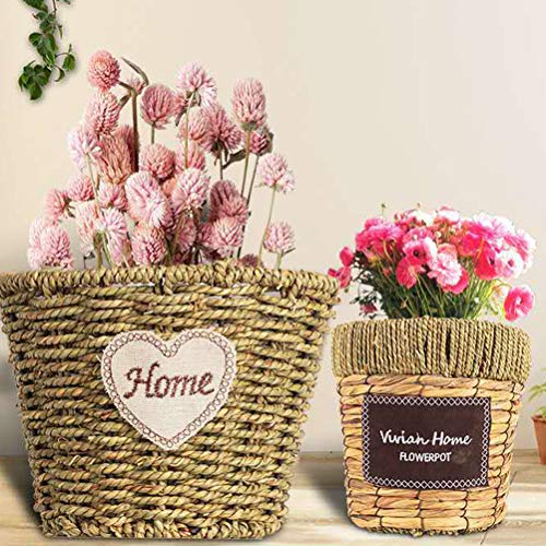 Yardwe Canasta de Flores Macetas para macetas Contenedor de Almacenamiento Canasta de Mimbre Maceta para jardín Interior de la Oficina en casa Balcón Decoración