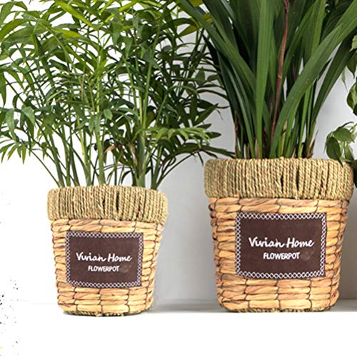 Yardwe Canasta de Flores Macetas para macetas Contenedor de Almacenamiento Canasta de Mimbre Maceta para jardín Interior de la Oficina en casa Balcón Decoración