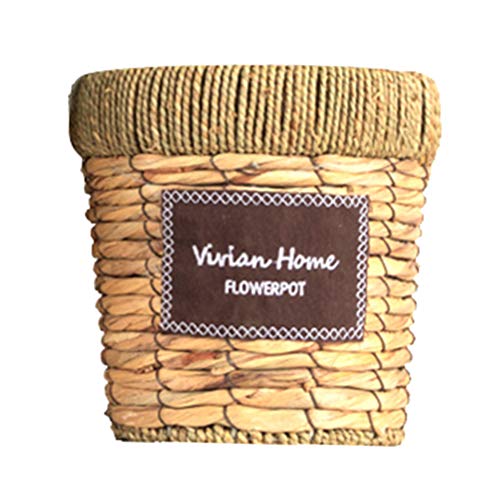 Yardwe Canasta de Flores Macetas para macetas Contenedor de Almacenamiento Canasta de Mimbre Maceta para jardín Interior de la Oficina en casa Balcón Decoración