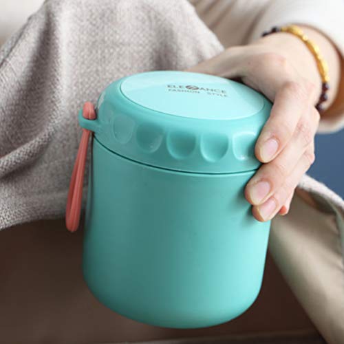 YARNOW 450 Ml a Prueba de Fugas Termo Aislado Al Vacío Contenedores de Almuerzo Caliente Frasco de Comida Caliente para Niños Adultos (Verde)