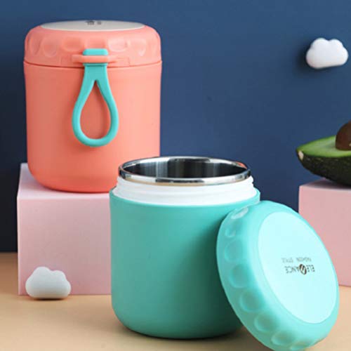 YARNOW 450 Ml a Prueba de Fugas Termo Aislado Al Vacío Contenedores de Almuerzo Caliente Frasco de Comida Caliente para Niños Adultos (Verde)