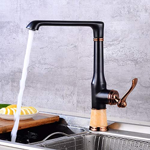 YAWEDA Negro Grifo De La Cocina Cocina Giratoria Fregadero De Acero Inoxidable, Grifo, Antigüedades Mezclador De Agua Fría, Grifo De Lavamanos, S