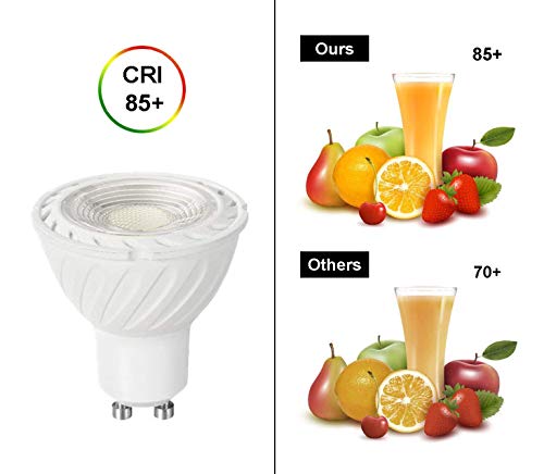 YAYZA! 8-Paquete Nueva Generación MR16 GU10 6W Red Eléctrica AC LED COB Foco Bombilla 500lm 50W Halógena Equivalente A60 Grados De Haz Ancho Lámpara No Regulable Color Blanco Cálido 3000K