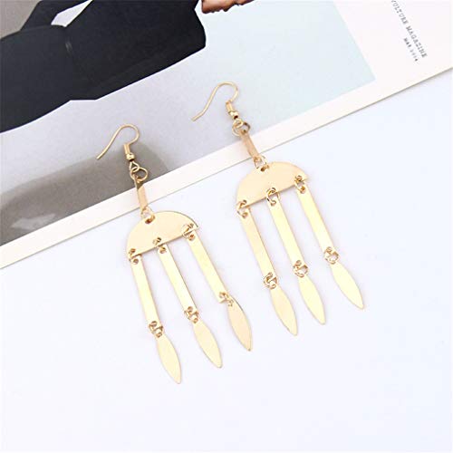 Yazilind moda mujer pendientes únicos aleación de metal tenedor ahueca hacia fuera pendientes (oro)