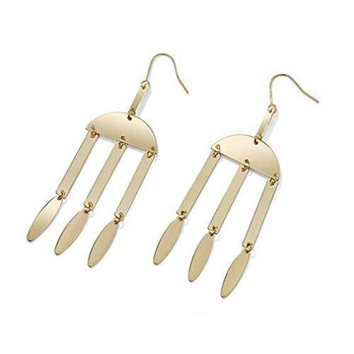 Yazilind moda mujer pendientes únicos aleación de metal tenedor ahueca hacia fuera pendientes (oro)