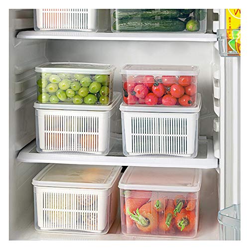 YCHBOS Drenable Gran Capacidad Contenedores de Plástico con Tapas, Sin BPA Recipientes Herméticas con Escala, para Microondas, Congelador (3 Piezas)