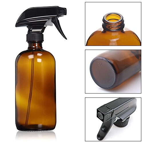 YCOO 4 botellas de vidrio vacías de 2 x 250 ml con pulverizador de agua ámbar y dispensador de aceite y 2 botellas de bola.