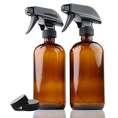 YCOO 4 botellas de vidrio vacías de 2 x 250 ml con pulverizador de agua ámbar y dispensador de aceite y 2 botellas de bola.