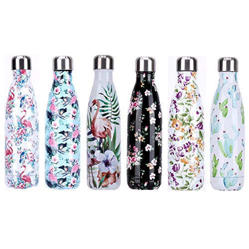 YCTECH Botella Agua de Acero Inoxidable 500ml, Sin Bpa & Eco Friendly, Termo con Doble Aislamiento para 12 Horas de Bebida Caliente y 24 Horas de Bebida Fría, fácil de Limpiar (Flamenco Grande)