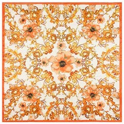 YDMZMS 60x60cm Bufanda de Seda Cuadrada pequeña Bufanda de Mujer Patrón de Porcelana Lady Neckerchief   Azafata Pañuelo Cuadrado Pañuelo de Regalo Anfitriona 60x60cm Naranja