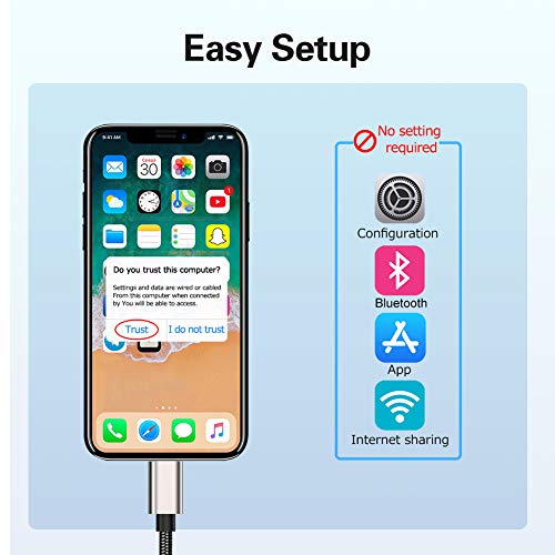 YEHUA Adaptador de Phone a HDMI Adaptador AV Digital 1080P HDTV HDMI Cable para Teléfono XS/XSmax/XR/X / 8/7/6 / Plus iPad iPod a TV -6ft
