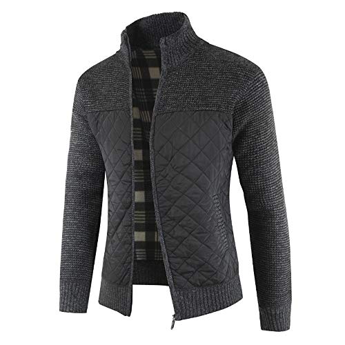 Yesmile Rebeca Hombre otoño Invierno Packwork Abrigo cálido de Manga Larga con Cremallera Cardigan de Punto Capa de Color Suave Abrigo Hombre Invierno