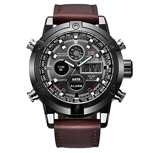 Yesmile Relojes❤️Reloj de Pulsera de Acero Inoxidable Analógico para Hombre Reloj Militar de Cuarzo LED Regalo (Cafe)