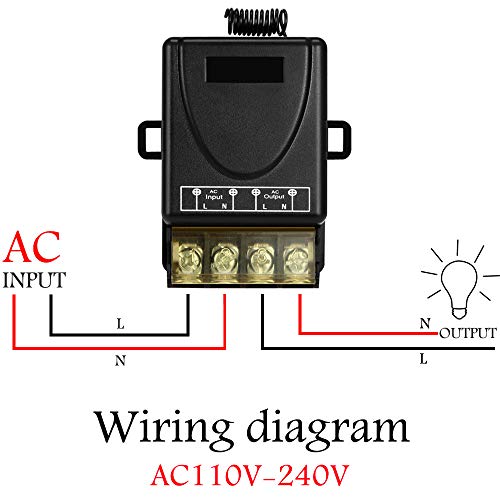 YETOR Interruptor remoto inalámbrico, Interruptor inalámbrico de relé 220V / 230V / 240V / 40A para electrodomésticos, bomba, luces de techo y equipo eléctrico con 328ft de largo alcance (black)