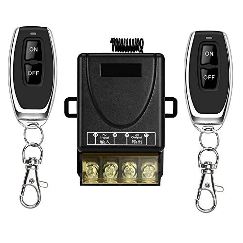 YETOR Interruptor remoto inalámbrico, Interruptor inalámbrico de relé 220V / 230V / 240V / 40A para electrodomésticos, bomba, luces de techo y equipo eléctrico con 328ft de largo alcance (black)