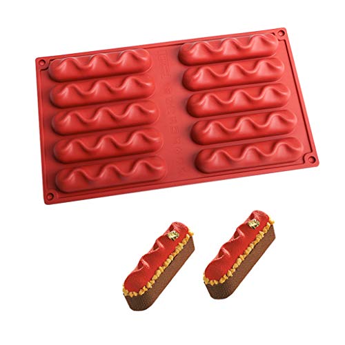 YFairy Mousse Molde de 10 cavidades de silicona torcida para fondant y decoración de chocolate