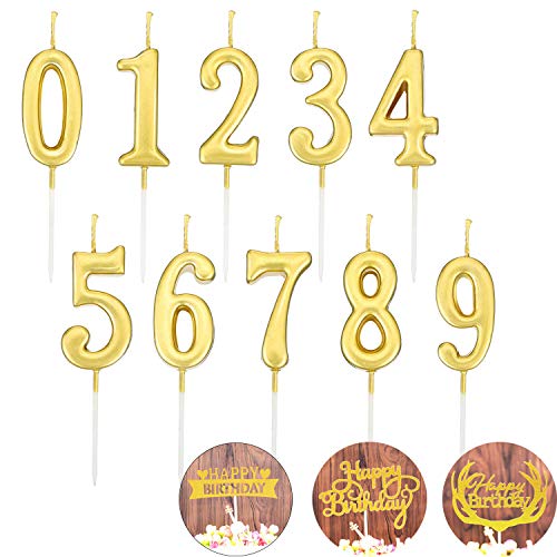 YFOX 10 piezas de cumpleaños digital vela y 3 tarjetas de cumpleaños torta de la vela pastel sombrero de la decoración de la fiesta de cumpleaños decoración para tart