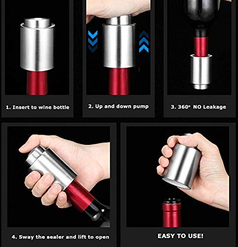 YFOX 2 Piezas de tapón de Vino Tinto tapón de vacío tapón de Acero Inoxidable Sello de vacío Herramienta de Barra Familiar