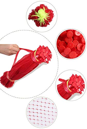 YFOX Bolsa de malla de nylon reutilizable,bolsa de almacenamiento colgante con hebilla de malla,malla de empaque de frutas y verduras, 14 pulgadas,espacio de malla de 4 mm/ paquete de 200(rojo)