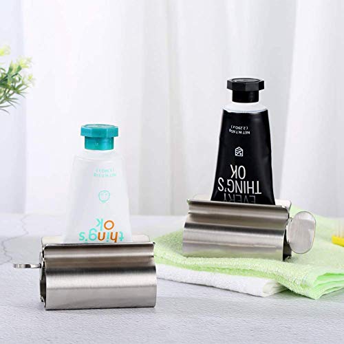 YFOX Exprimidor de pasta de dientes tipo manga de 2 piezas, soporte de pasta de dientes, dispensador de pasta de dientes. Adecuado para exprimir pasta de dientes, tubo de crema y limpiador facial