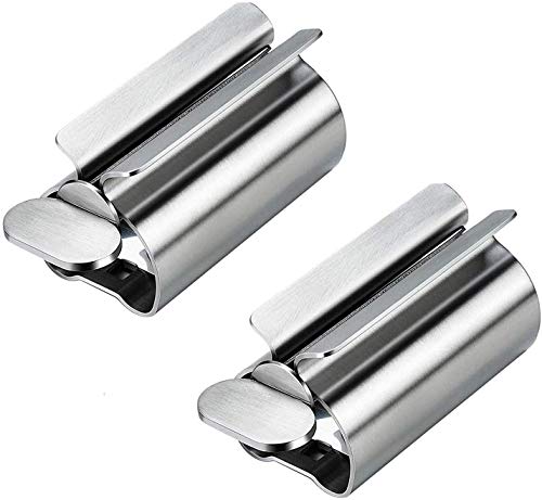YFOX Exprimidor de pasta de dientes tipo manga de 2 piezas, soporte de pasta de dientes, dispensador de pasta de dientes. Adecuado para exprimir pasta de dientes, tubo de crema y limpiador facial