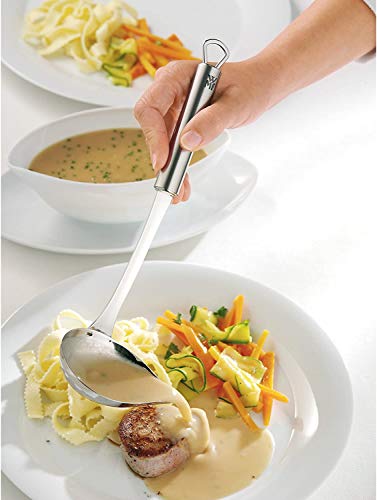 YFOX Las innovadoras cucharas de Espagueti y cucharas de Salsa están Hechas de Acero Inoxidable y Son una Buena Herramienta de Cocina.Cuchara de Espagueti,Plateada.