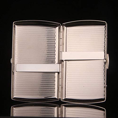 YHSGD Caja de Cigarrillos Acero Inoxidable para Hombres Cromado Cromado Control 20 Bolsillo Grueso Convencional Tamaño elaborado