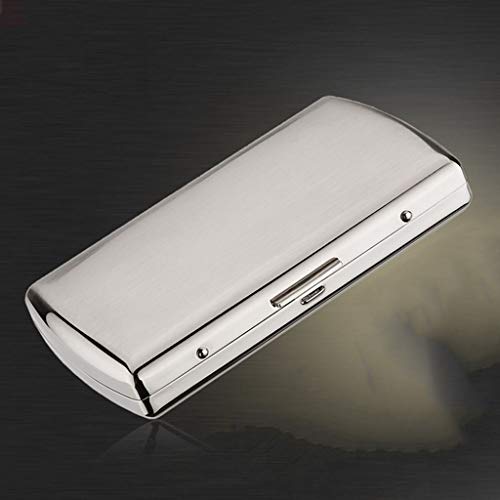YHSGD Caja de Cigarrillos Acero Inoxidable para Hombres Cromado Cromado Control 20 Bolsillo Grueso Convencional Tamaño elaborado