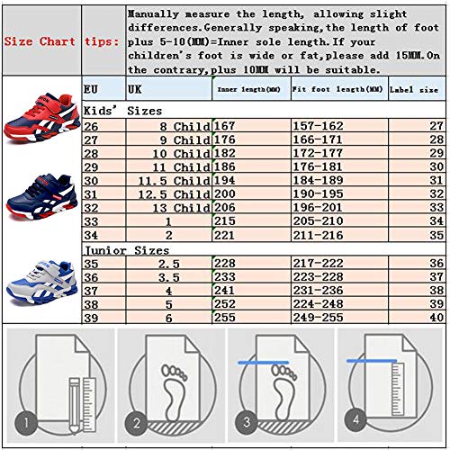 Yi Buy Zapatillas para Niños Calzado Deportivo de Velcro Ligero Trainers Zapatos Transpirables de Malla Azul Oscuro 36 EU