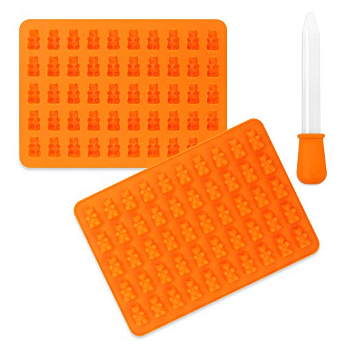 yidenguk Moldes de silicona para caramelos, 5 unidades de moldes para cubitos de hielo con forma de gominola, hielo saborizado – 50 cavidades por bandeja