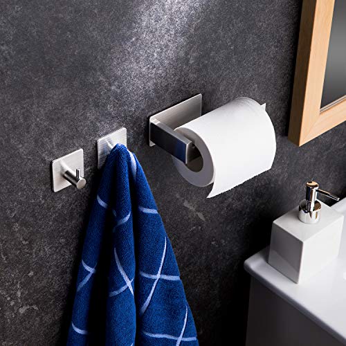 YIGII Autoadhesivo Portarrollos Papel Higienico con Ganchos Adhesivos (2 Piezas) para Baño, SUS 304 Acero Inoxidable