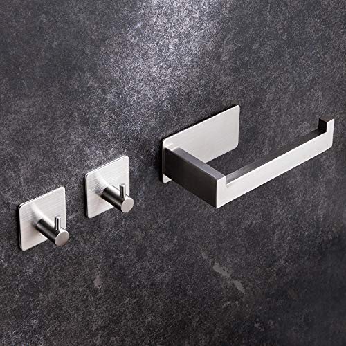YIGII Autoadhesivo Portarrollos Papel Higienico con Ganchos Adhesivos (2 Piezas) para Baño, SUS 304 Acero Inoxidable