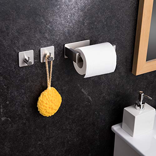 YIGII Autoadhesivo Portarrollos Papel Higienico con Ganchos Adhesivos (2 Piezas) para Baño, SUS 304 Acero Inoxidable