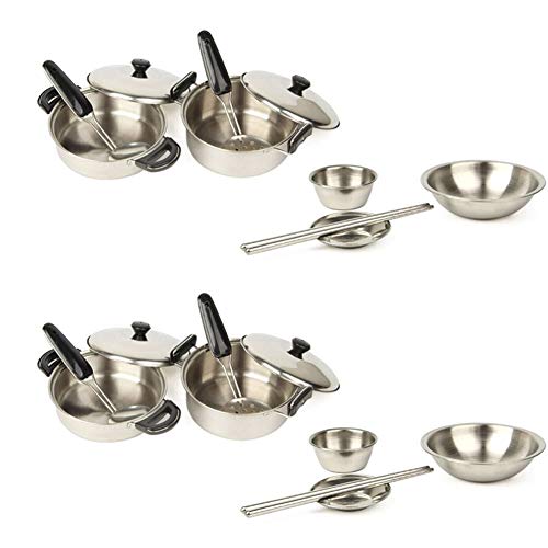 YiGo 1 Juego Juego de imaginación Juguetes de la Cocina de Acero Inoxidable Utensilios de Cocina Ollas Sartenes Cocinar niños Juguetes Miniatura de Juguete Utensilios de Cocina Set Pack de 20Pcs