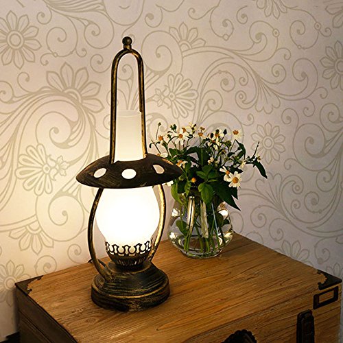Yilingqi-1 Lámpara de Mesa de Hierro Forjado de la Sala de Estudio de la Vendimia Lámpara de mesita de Noche de la lámpara de Aceite Creativa nostálgica Antigua del Estilo Chino del Dormitorio