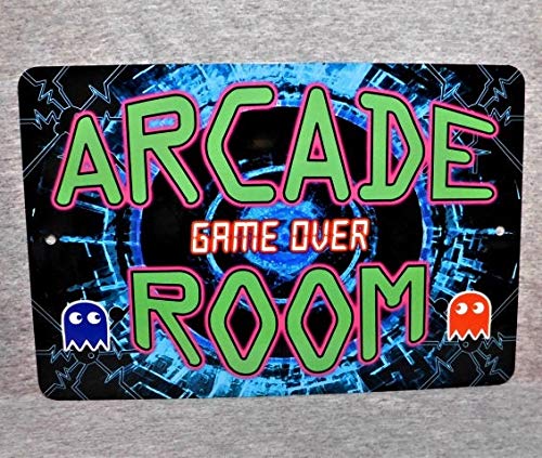 Yilooom Cartel de Metal Arcade Room Video Games Penny Coin Operated Gamer Gaming Machine Coin-Op Vintage 80'S Garage Man Cave Placa de Aluminio, Metal, 12 x18 Inches (30 x 45cm)