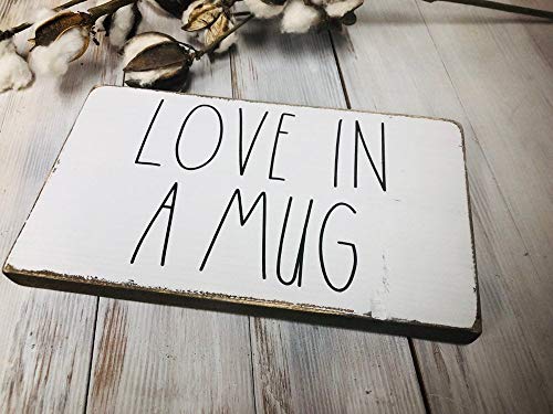 Yilooom Rae dunn inspired- love in a tazón - señal de bar - taza - 5.5 x 10
