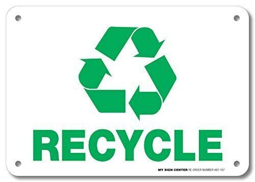 Yilooom - Señal de Reciclaje con símbolo, 25,4 x 17,8 cm – Carteles metálicos de Aluminio sin óxido