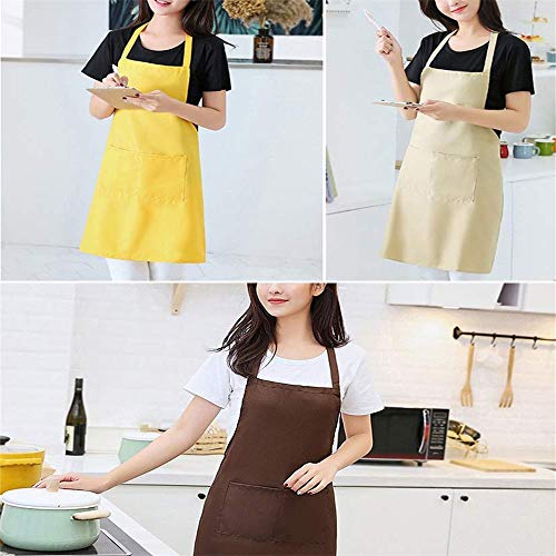 YING Delantal de Color para Mujer Adulto, Unisex, para WAIS, Duradero, cómodo, con Bolsillo Frontal, Lavable para cocinar y Hornear, Cocina, Restaurante, Manualidades