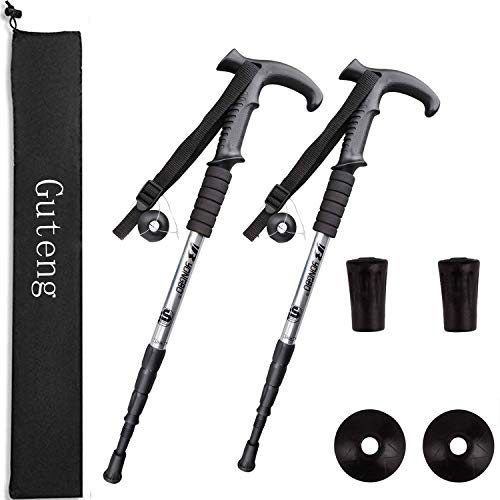 YINGJEE Bastones de Trekking 2pcs, Bastones de Senderismo Telescópicos 65-130cm, Bastones Ultraligeros de Aleación de Aluminio con Sistema Anti Choque para Marcha Nordica, Caminar, Viajar