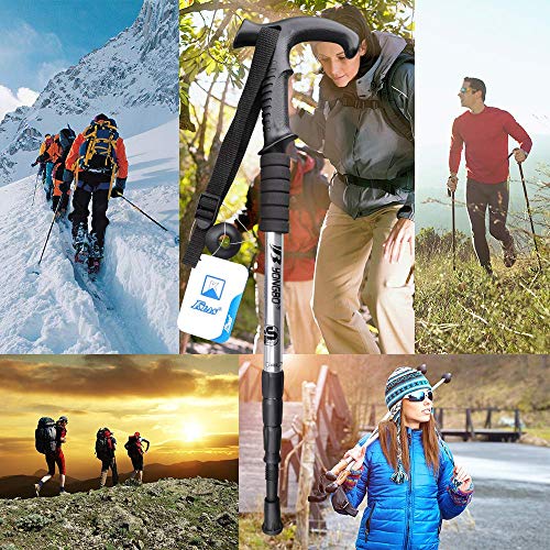 YINGJEE Bastones de Trekking 2pcs, Bastones de Senderismo Telescópicos 65-130cm, Bastones Ultraligeros de Aleación de Aluminio con Sistema Anti Choque para Marcha Nordica, Caminar, Viajar