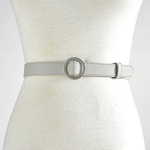 Yiph-Belt Cinturón de Ocio Dama Chica Ambos, Hombres y Mujeres, Mates Mate, restaurando Formas Antiguas, Hebilla Redonda, cinturón contratado (Color : Gris, Size : 105cm)