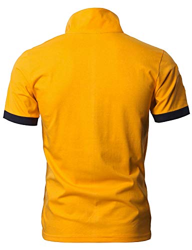 YIPIN Hombre Polo de Manga Corta Bordado de jirafa Deporte Golf Camisa Poloshirt Negocios Camiseta de Tennis Verano T-Shirt,Amarillo,XL