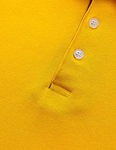YIPIN Hombre Polo de Manga Corta Bordado de jirafa Deporte Golf Camisa Poloshirt Negocios Camiseta de Tennis Verano T-Shirt,Amarillo,XL