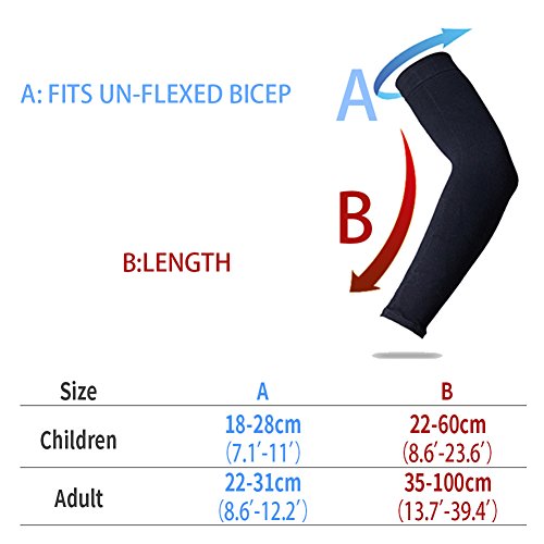 YISEVEN Mangas de Brazo Deportes Unisexo - Manga de Compresión Elástica Cubre Brazos Protección Sol UV - Manguitos Ciclismo Correr Protección Baloncesto Golf y Fútbol para Hombre y Mujer - Negro