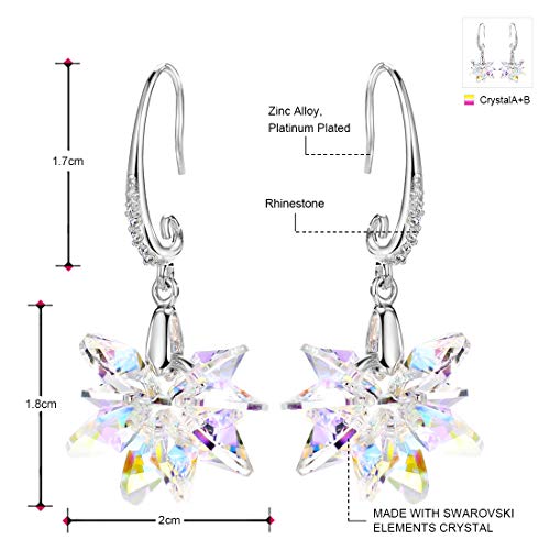 Yishi Pendientes Flor Cristal Blanco Joya Original Regalo Mujer Chica con Cristal de Swarovski