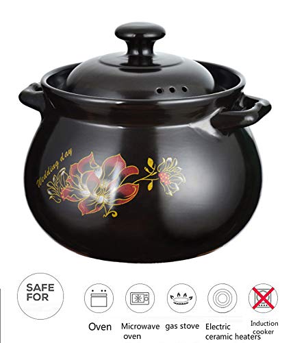 yisupp Olla De Cocina De Gres Resistente A Altas Temperaturas para El Hogar Olla De Cacerola con Tapa Olla De Cacerola Health Stewpot para,5.5L