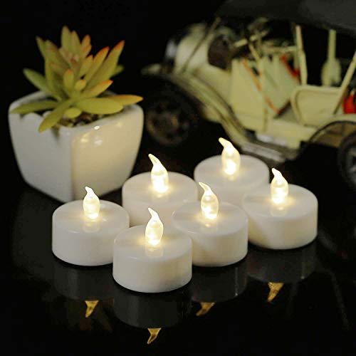 YIWER unidades LED Velas CR2032 pilas velas sin llama,Velas de té,Velas LED,Velas parpadeantes sin Llama,Velas Artificiales realistas a Pilas con Luz blanca cálida,24pcs