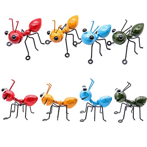 YiYa Hormiga de metal un grupo de 4 insectos lindos coloridos para colgar arte de la pared decoración de césped de jardín esculturas de pared de interior al aire libre